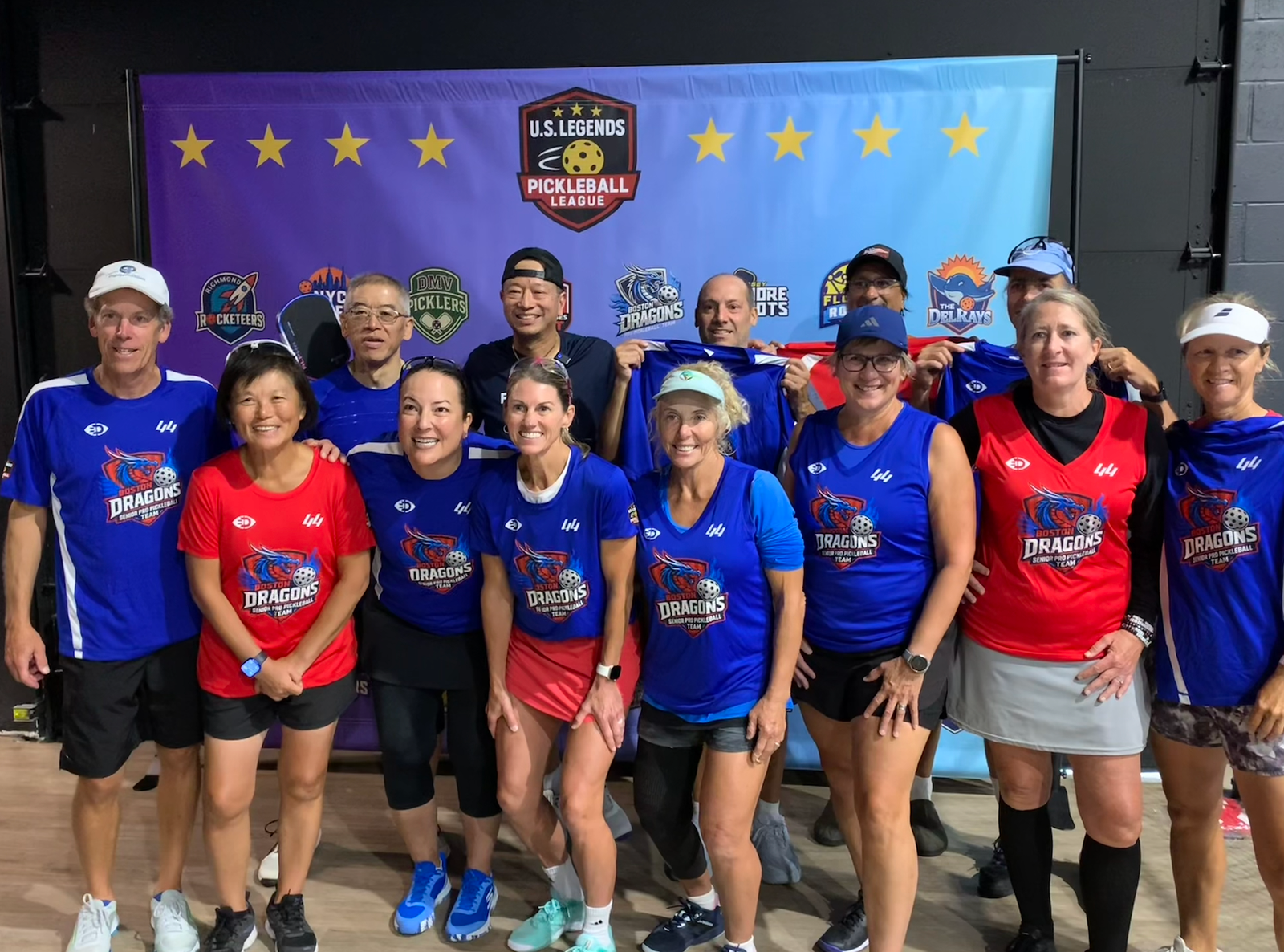 Boston Dragons Senior Pro Pickleball team wearing custom New Gen Printing jerseys